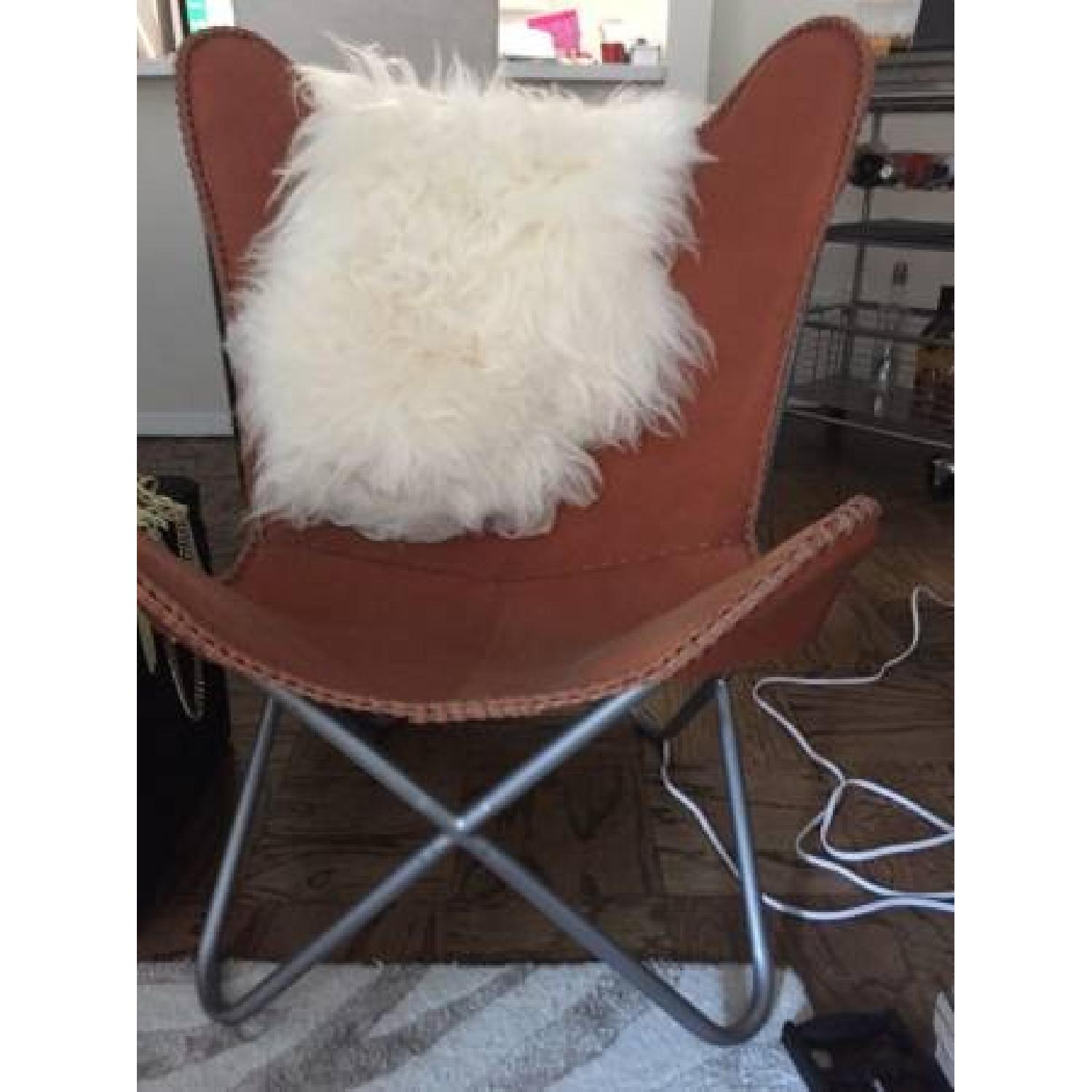 CB2 Leather Butterfly Chair AptDeco