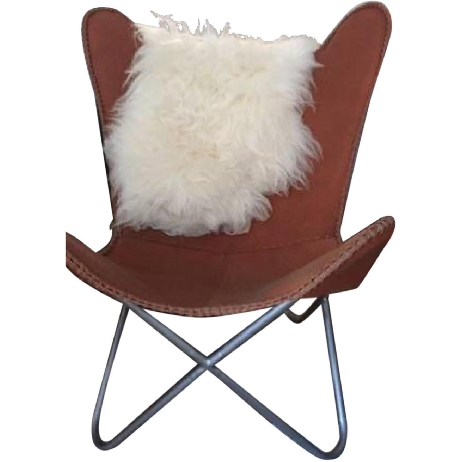 CB2 Leather Butterfly Chair AptDeco