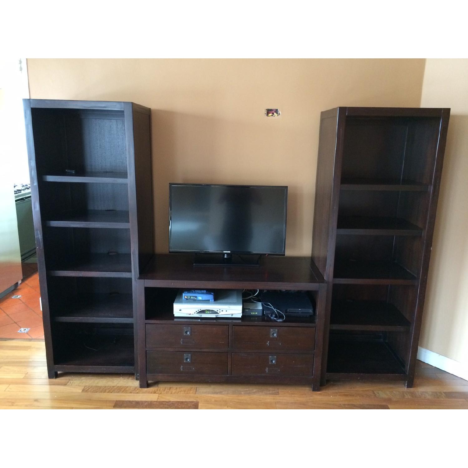 Pottery Barn Rhys Media Entertainment Unit in Dark Brown AptDeco
