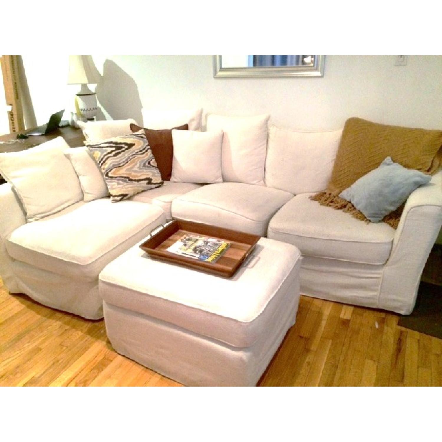Jennifer Convertibles Ivory Sectional Sofa - image-1