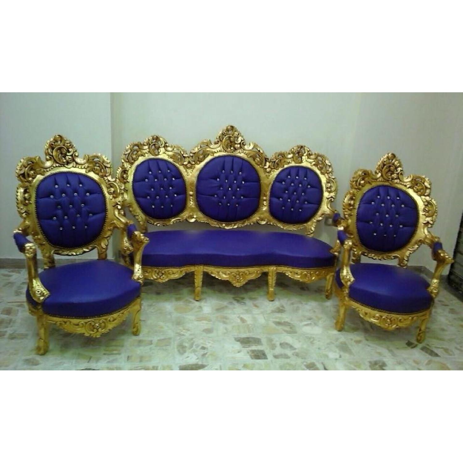 Antique Italian Rococo Style Sofa + 4 Matching Chairs - image-1