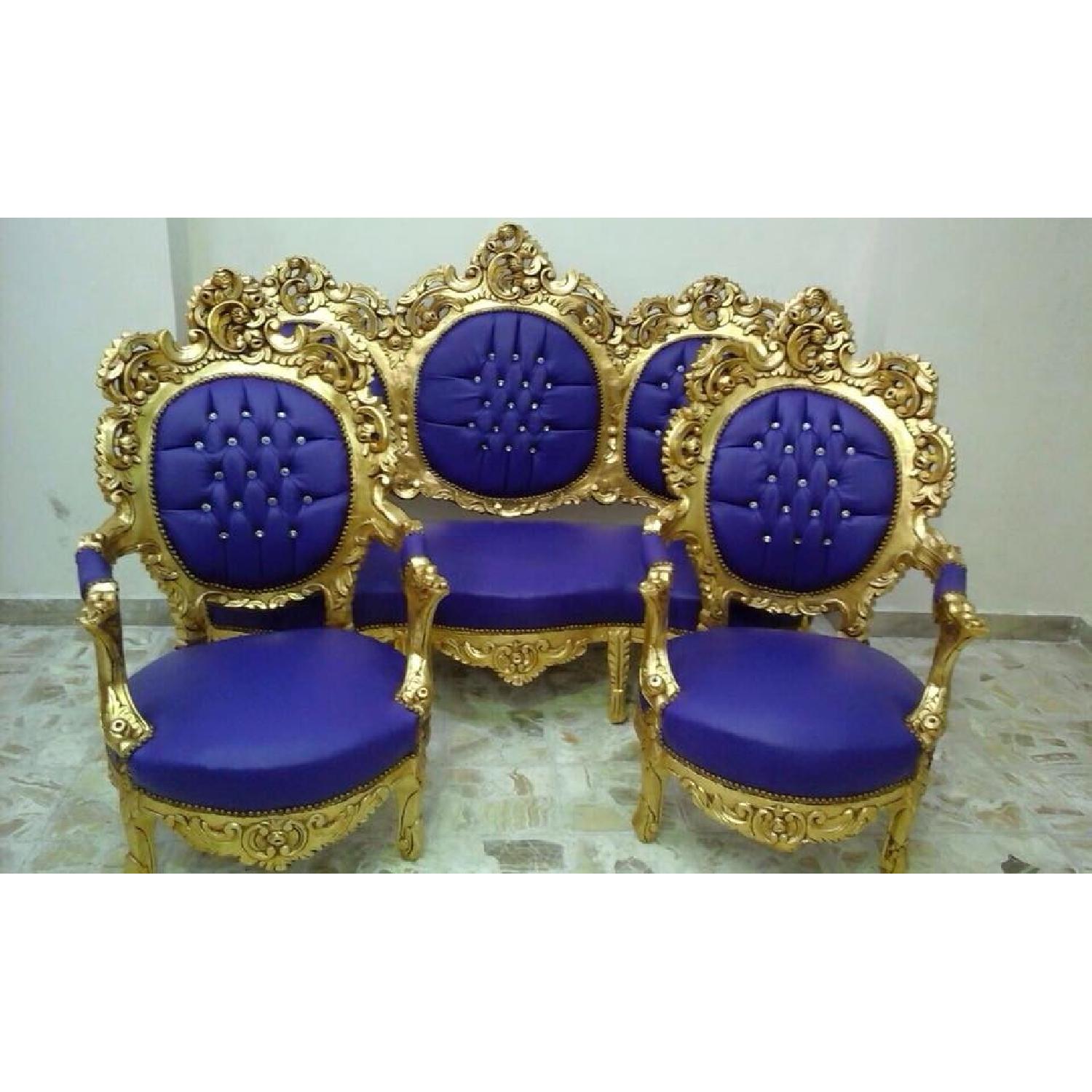 Antique Italian Rococo Style Sofa + 4 Matching Chairs - image-2