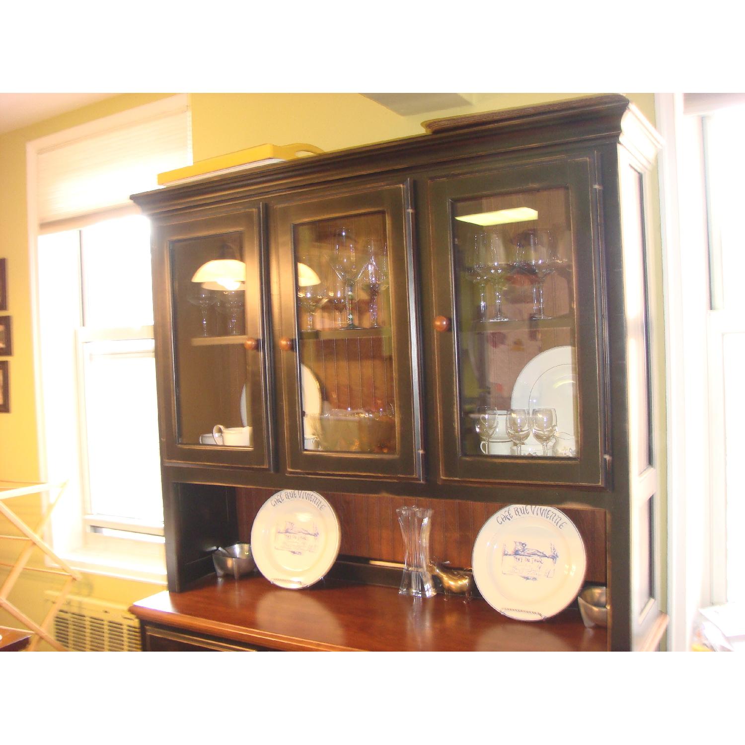 Village Pine Furniture 2 Tone Hutch/China Cabinet - image-1