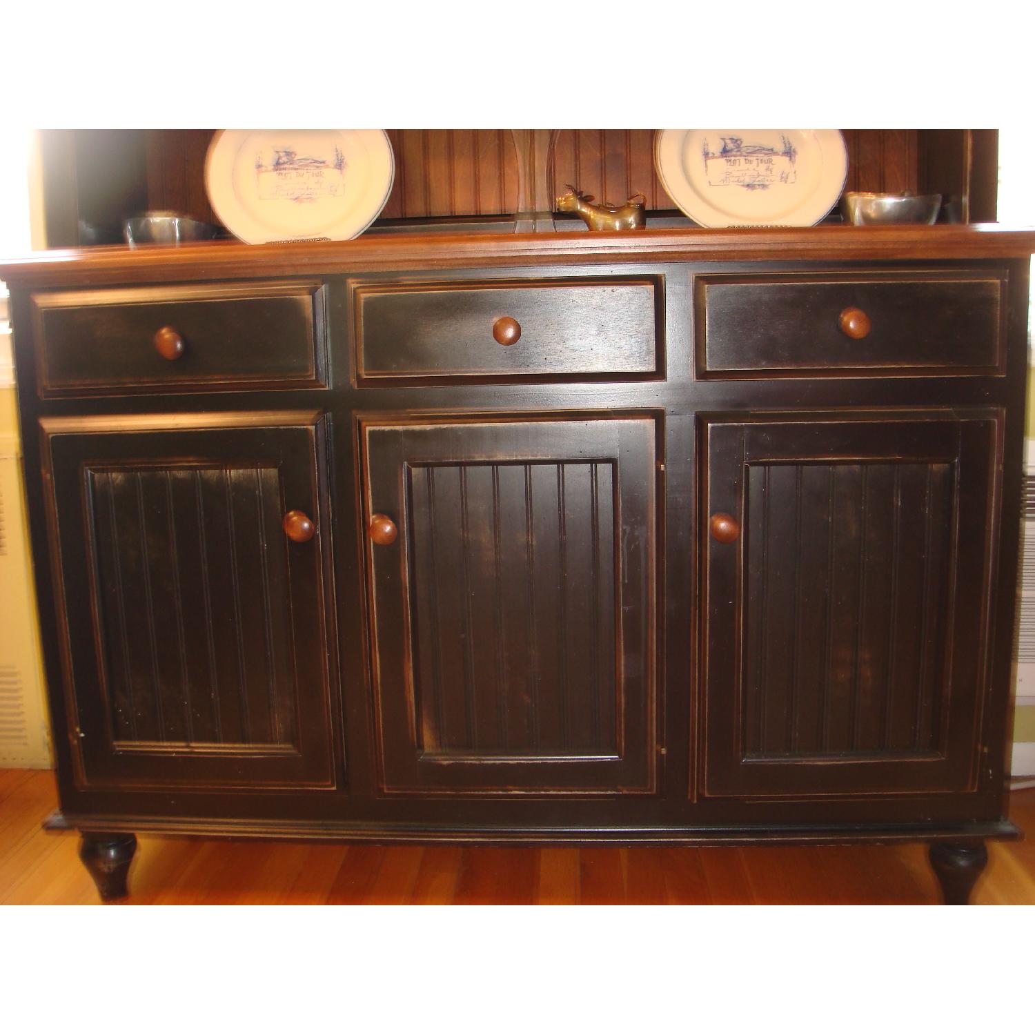 Village Pine Furniture 2 Tone Hutch/China Cabinet - image-5