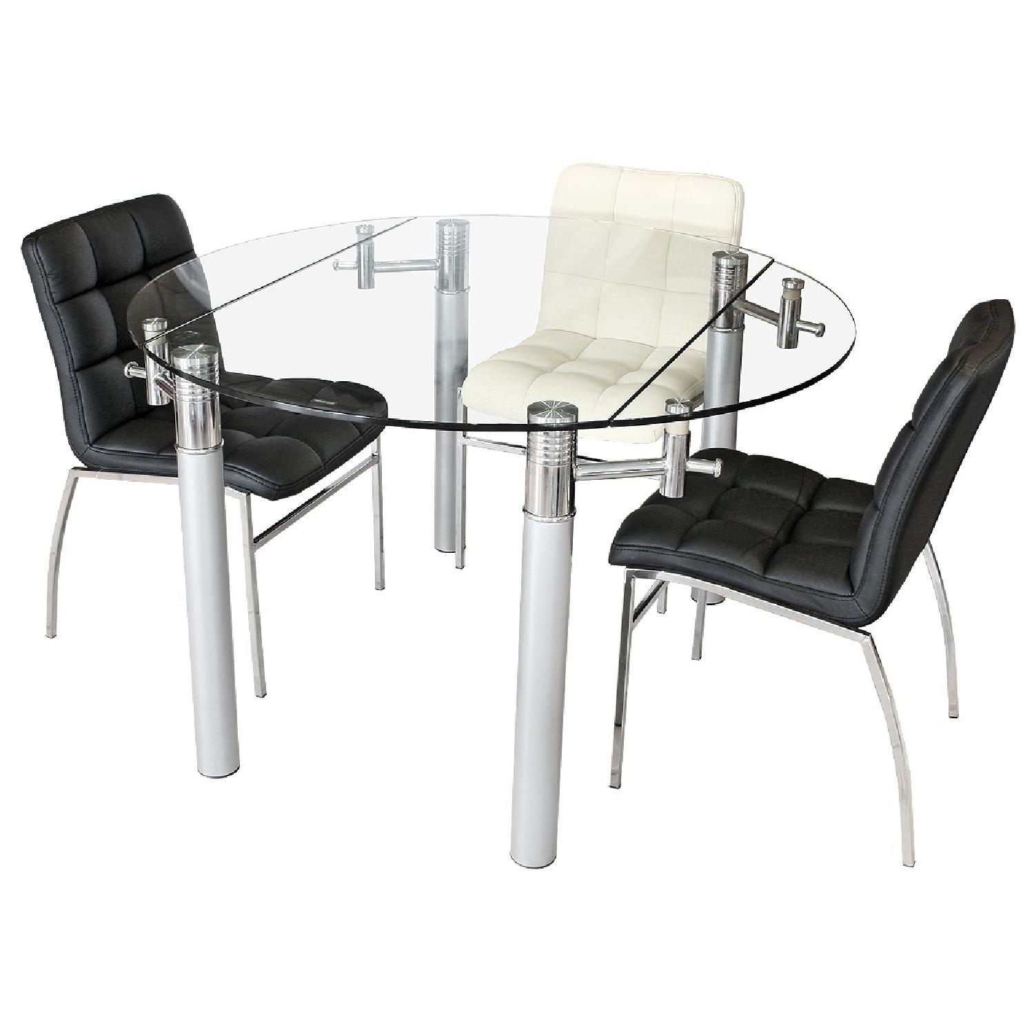 Macy's Glass Top Dining Table w/ Chrome Table Legs AptDeco
