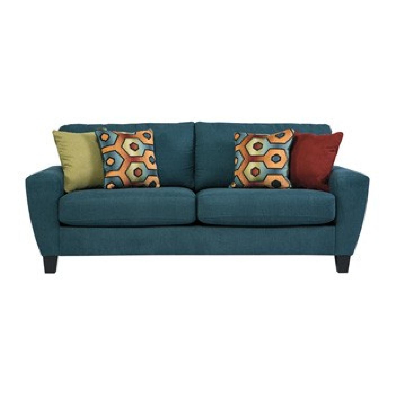 Ashley's Sagen Teal Sofa - image-1