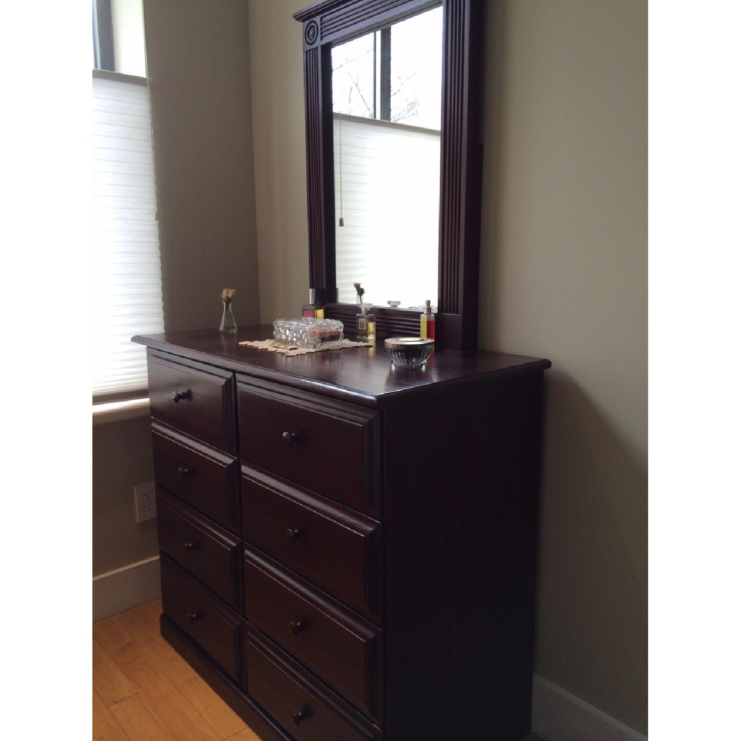 Gothic 8 Drawer Dresser w/ Attached Mirror AptDeco