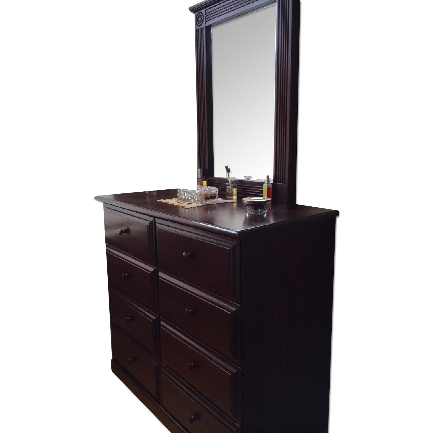Gothic 8 Drawer Dresser w/ Attached Mirror AptDeco