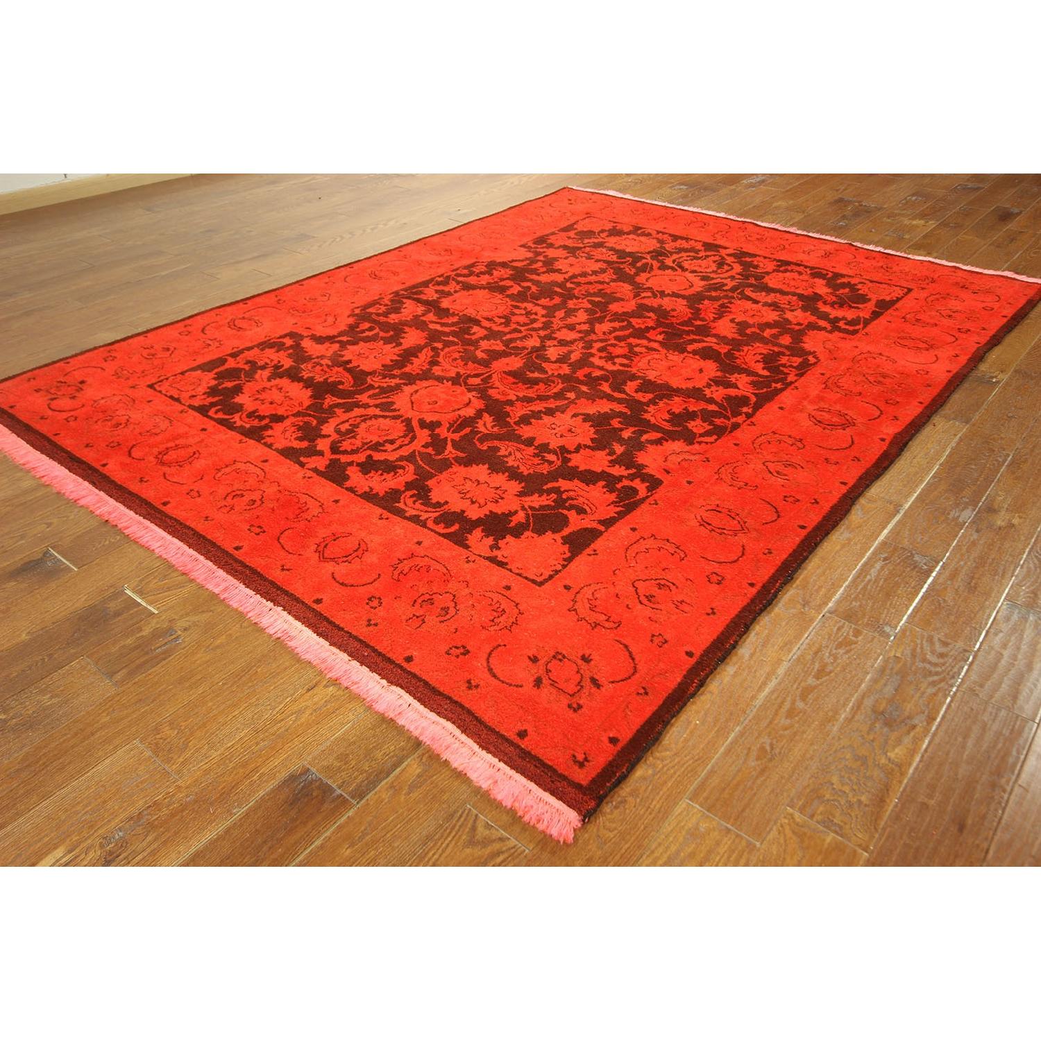 Red Overdyed Hand Knotted Persian Rug - image-1