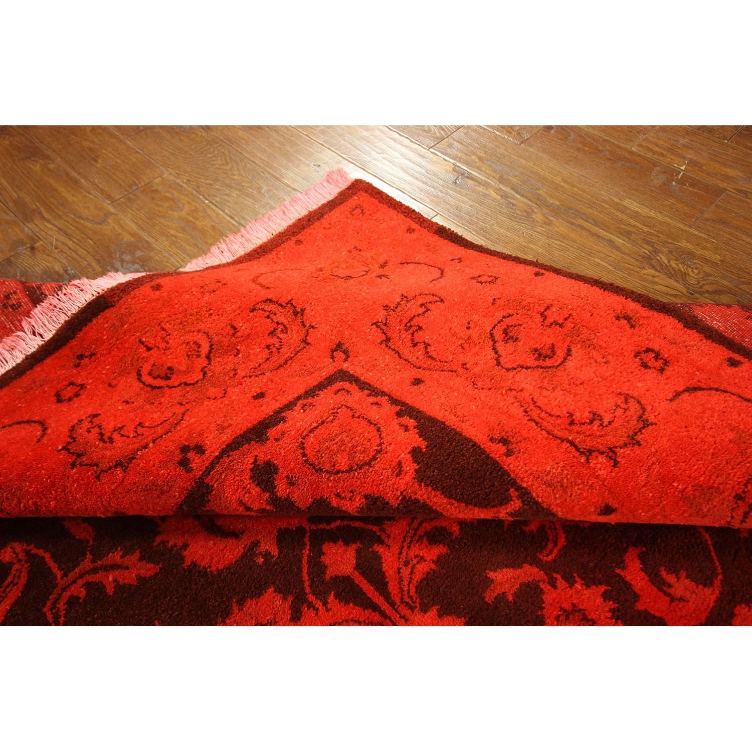 Red Overdyed Hand Knotted Persian Rug - image-7