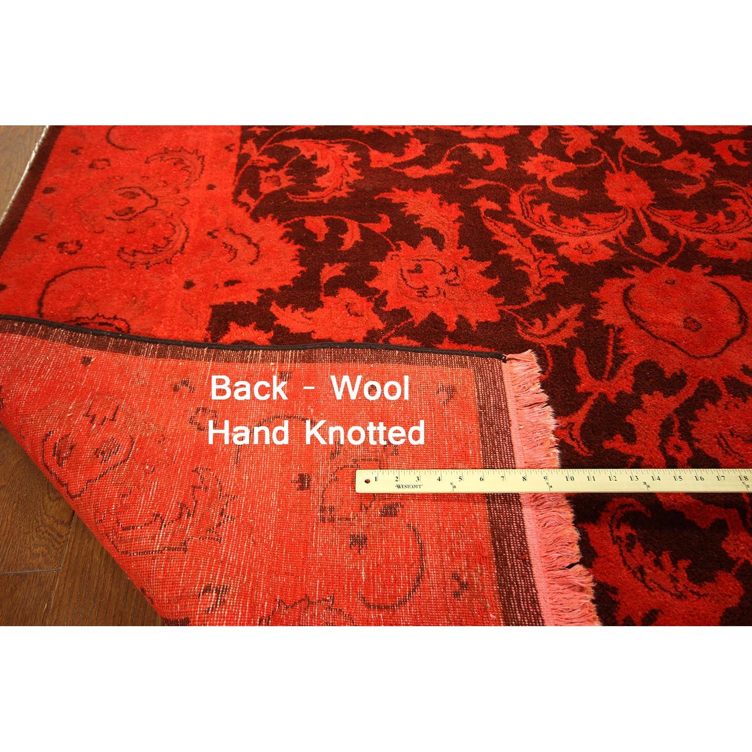 Red Overdyed Hand Knotted Persian Rug - image-8