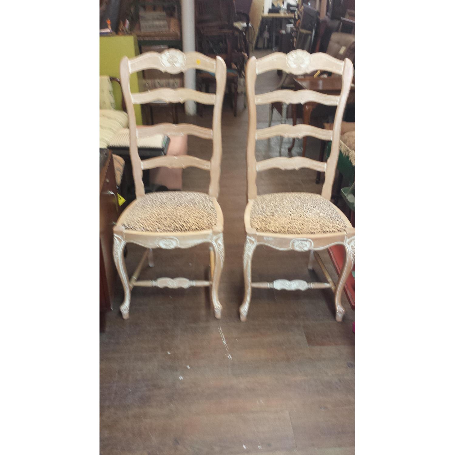 Country-Style White Washed Chairs - Pair - image-1
