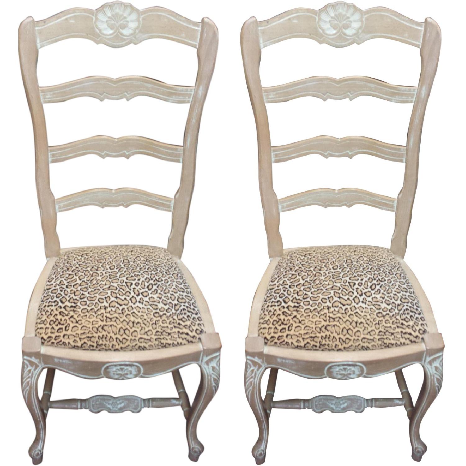 Country-Style White Washed Chairs - Pair - image-0