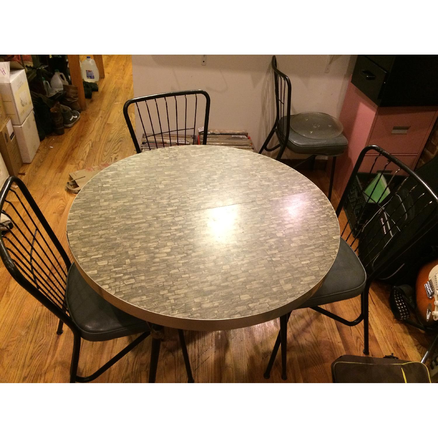 Retro Formica & Chrome Round Table w/ 4 Chairs - image-3