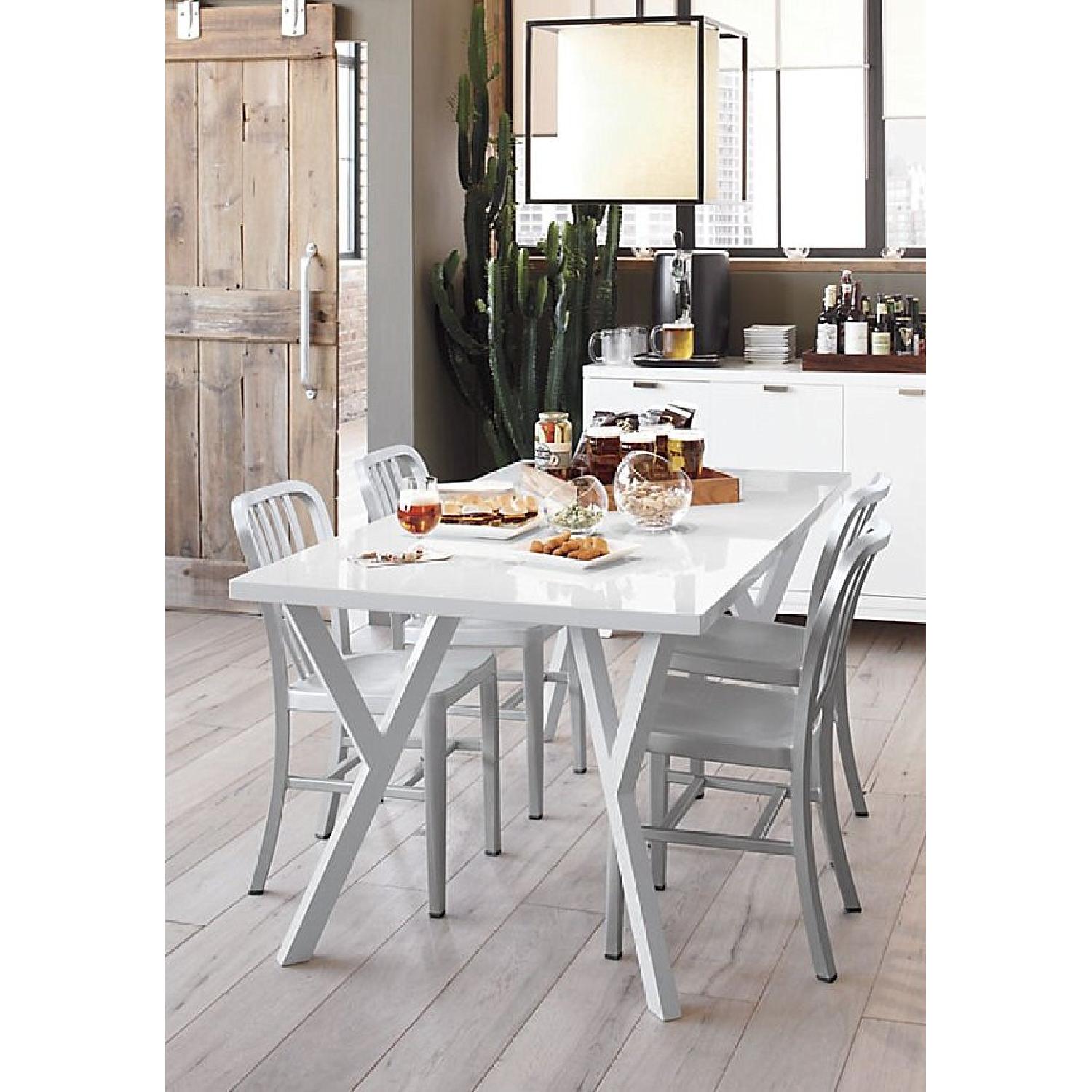 Crate & Barrel White Laquer Dining Table - image-1