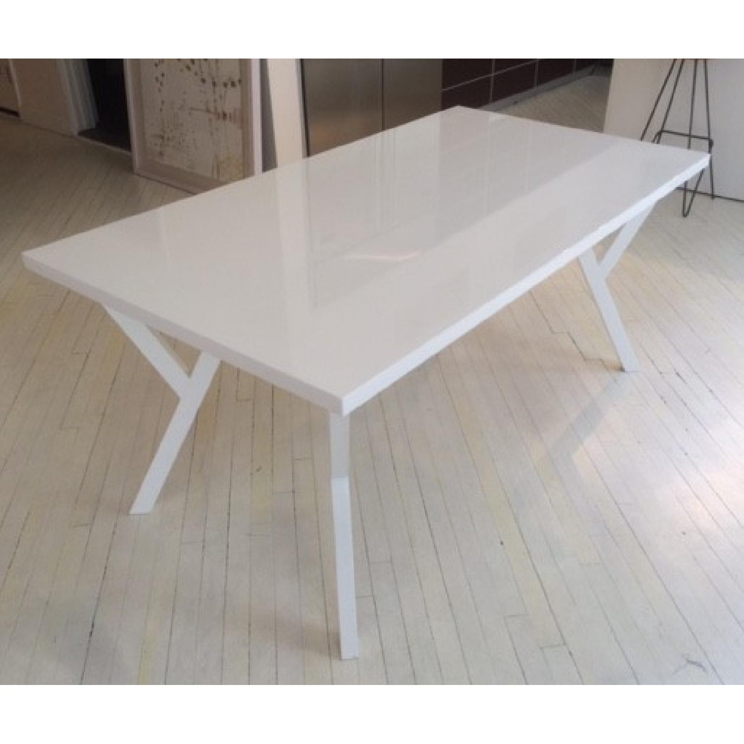 Crate & Barrel White Laquer Dining Table - image-4