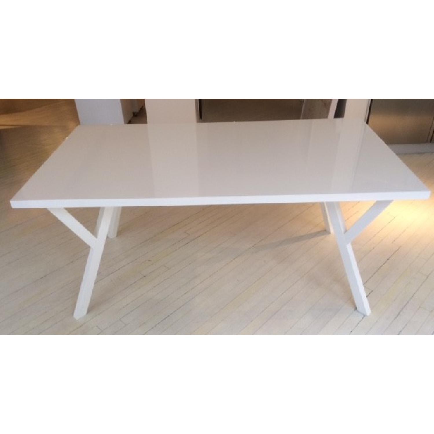 Crate & Barrel White Laquer Dining Table - image-6