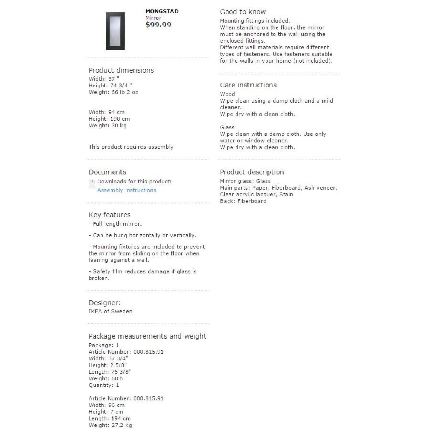 Ikea Orange Mongstad Mirror - image-8