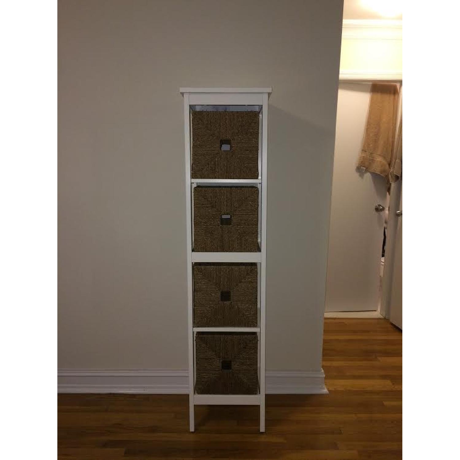 Ikea Hemnes White Shelving Unit With Seagrass Storage Baskets - image-1