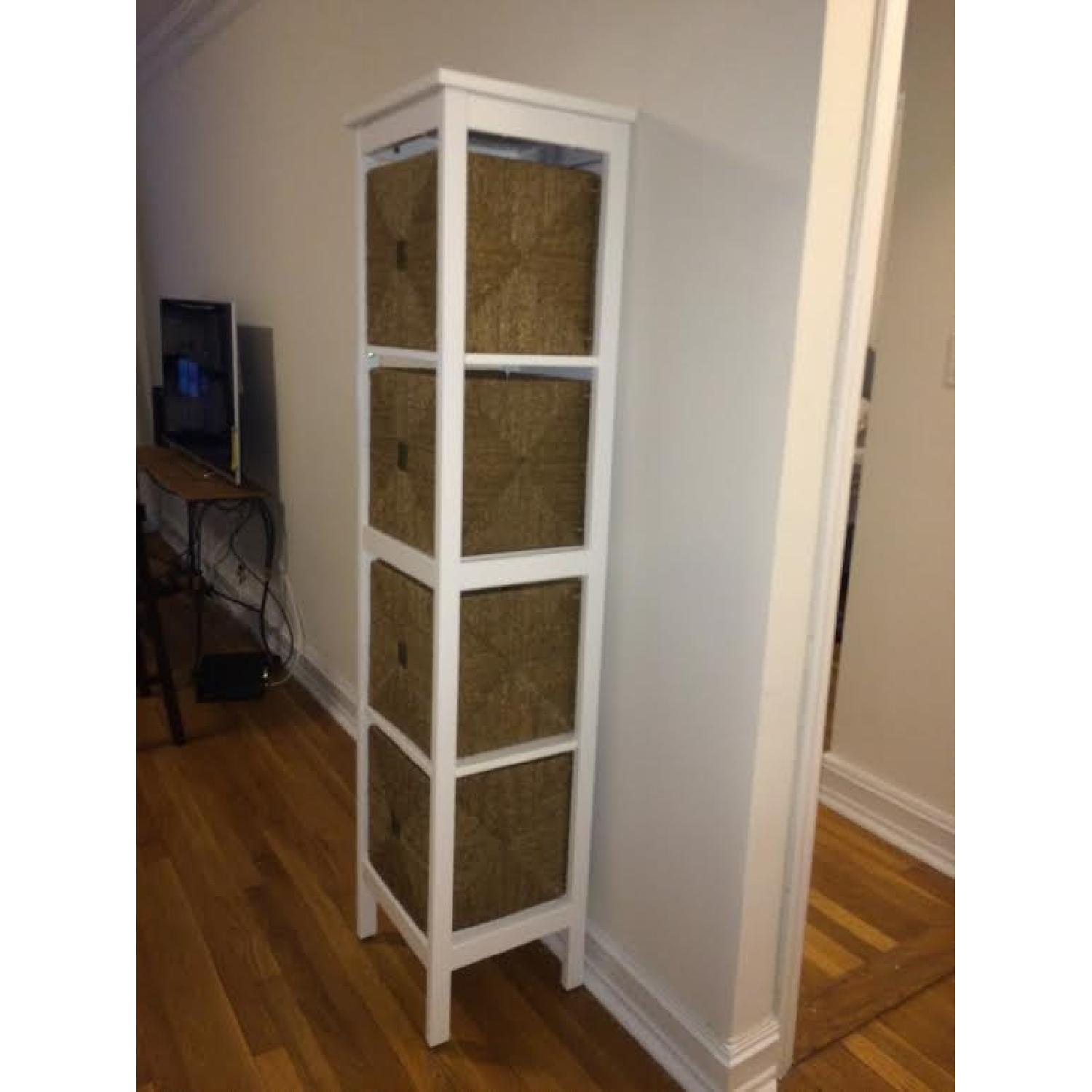Ikea Hemnes White Shelving Unit With Seagrass Storage Baskets - image-2