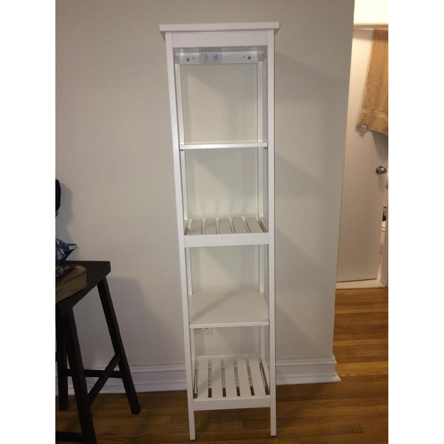 Ikea Hemnes White Shelving Unit With Seagrass Storage Baskets - image-3