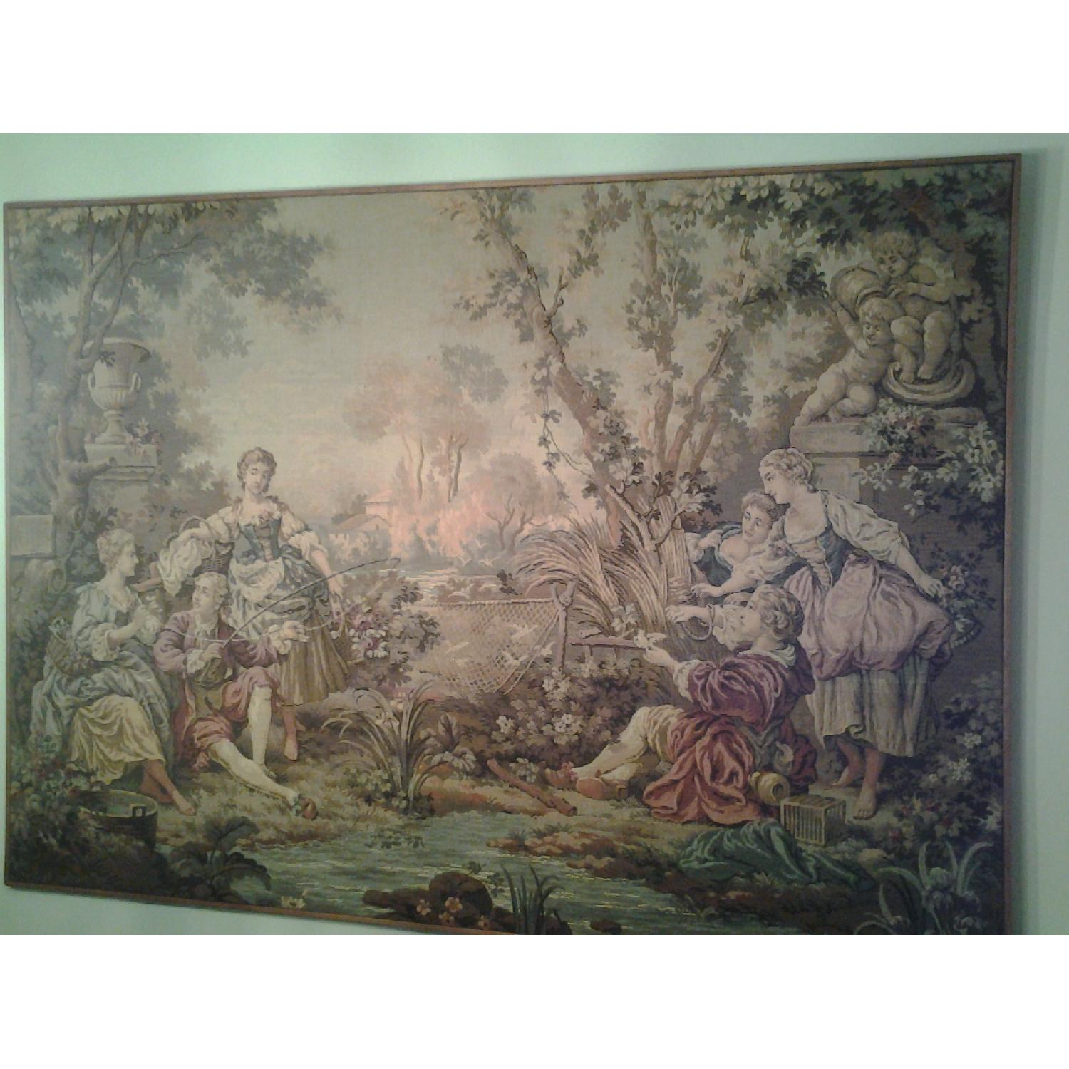 Antique Belgian Framed Tapestry - image-1