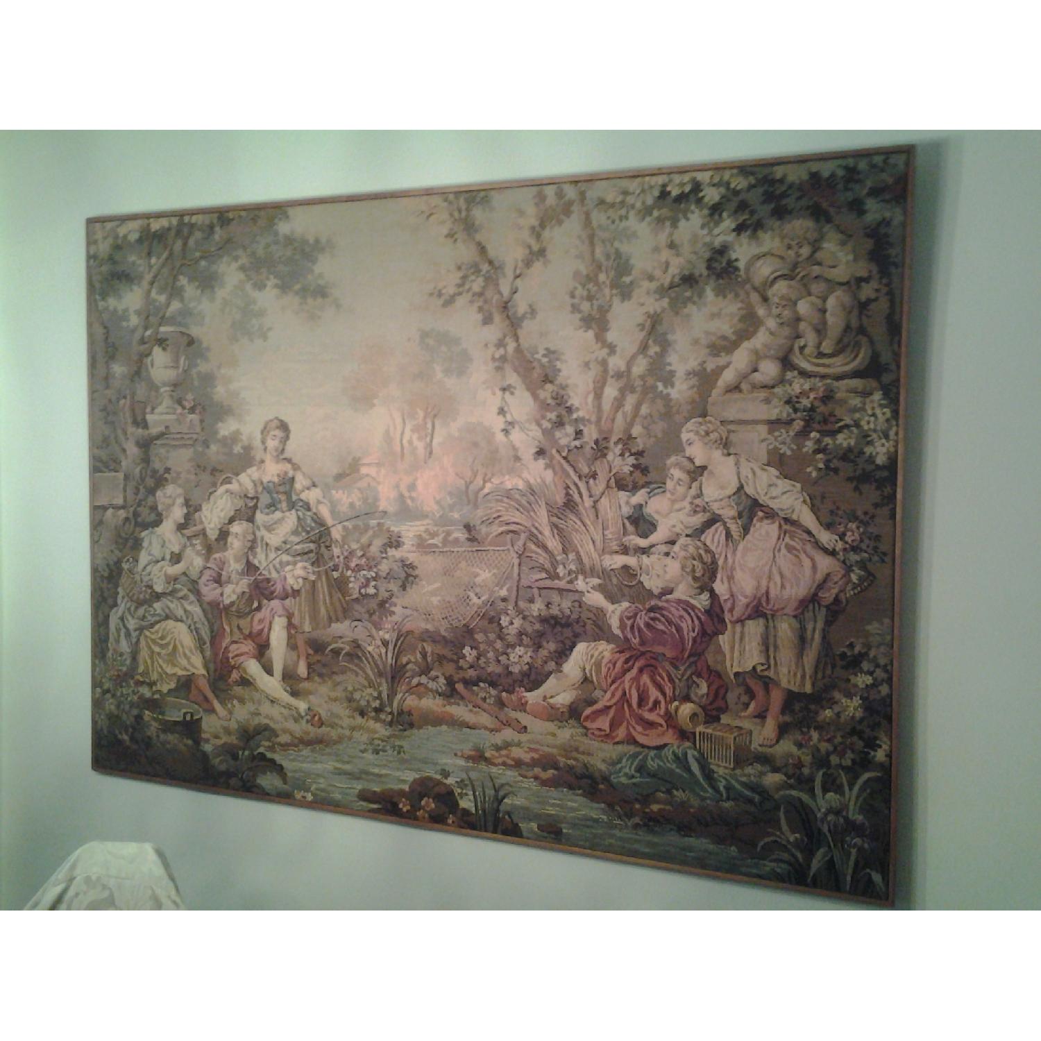 Antique Belgian Framed Tapestry - image-3
