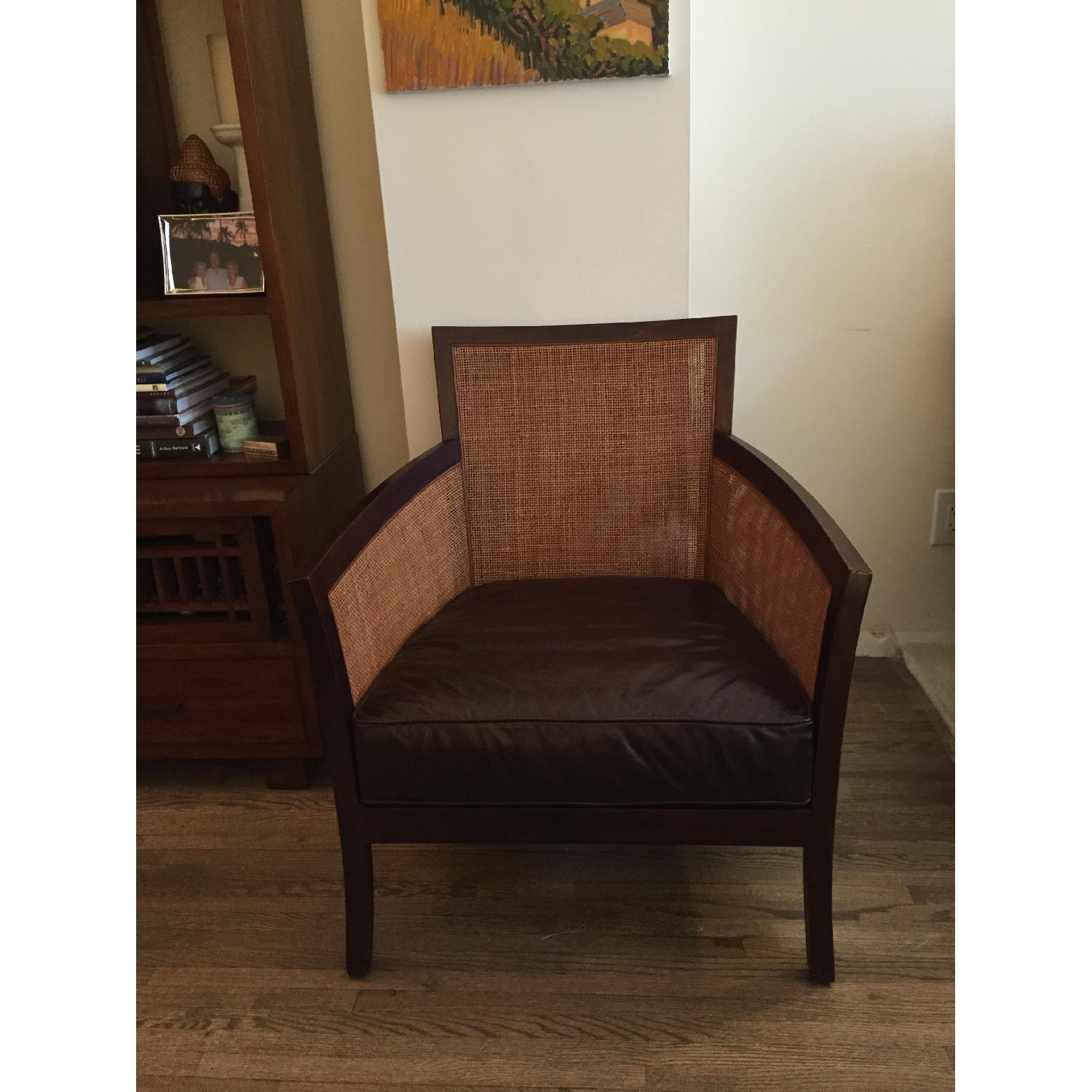 Crate & Barrel Blake Teak/Leather Chair - image-1