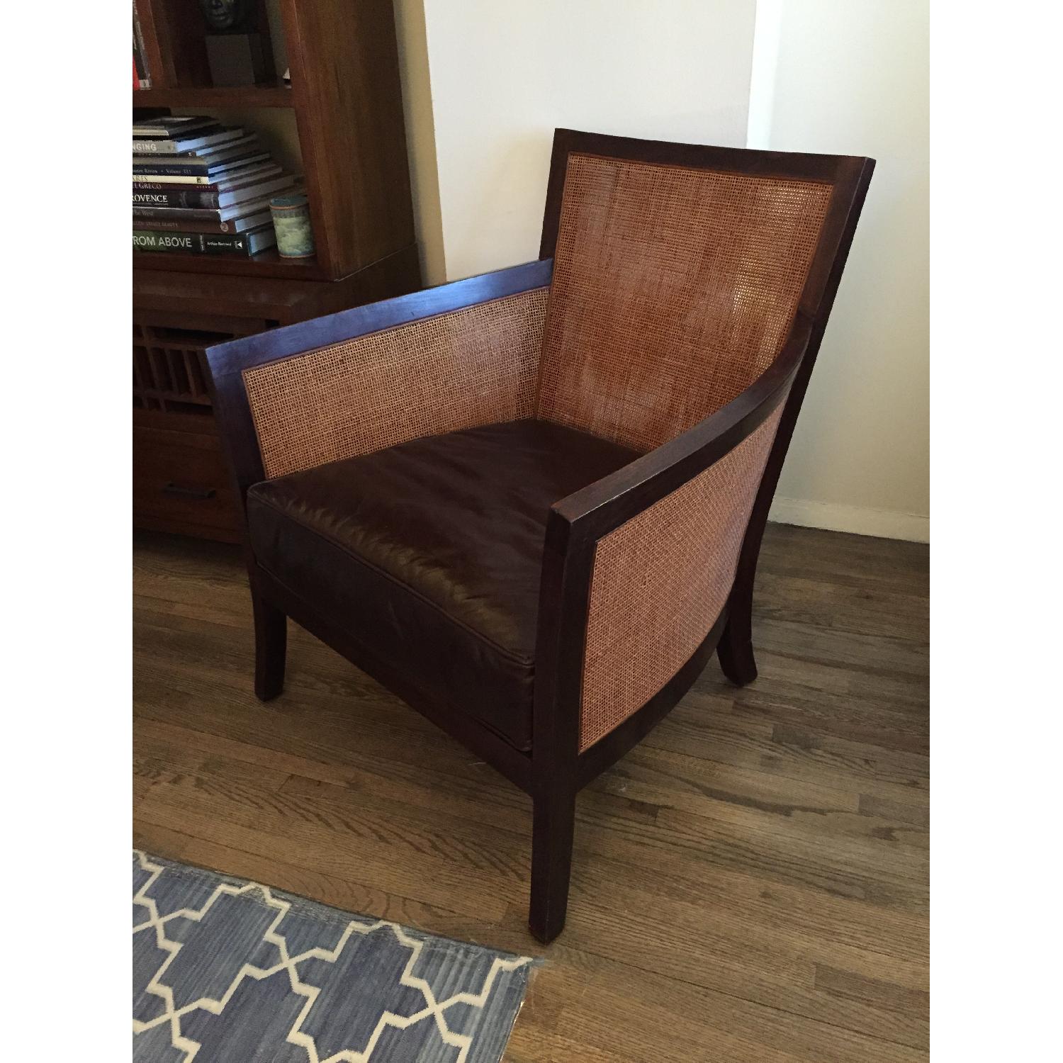 Crate & Barrel Blake Teak/Leather Chair - image-4