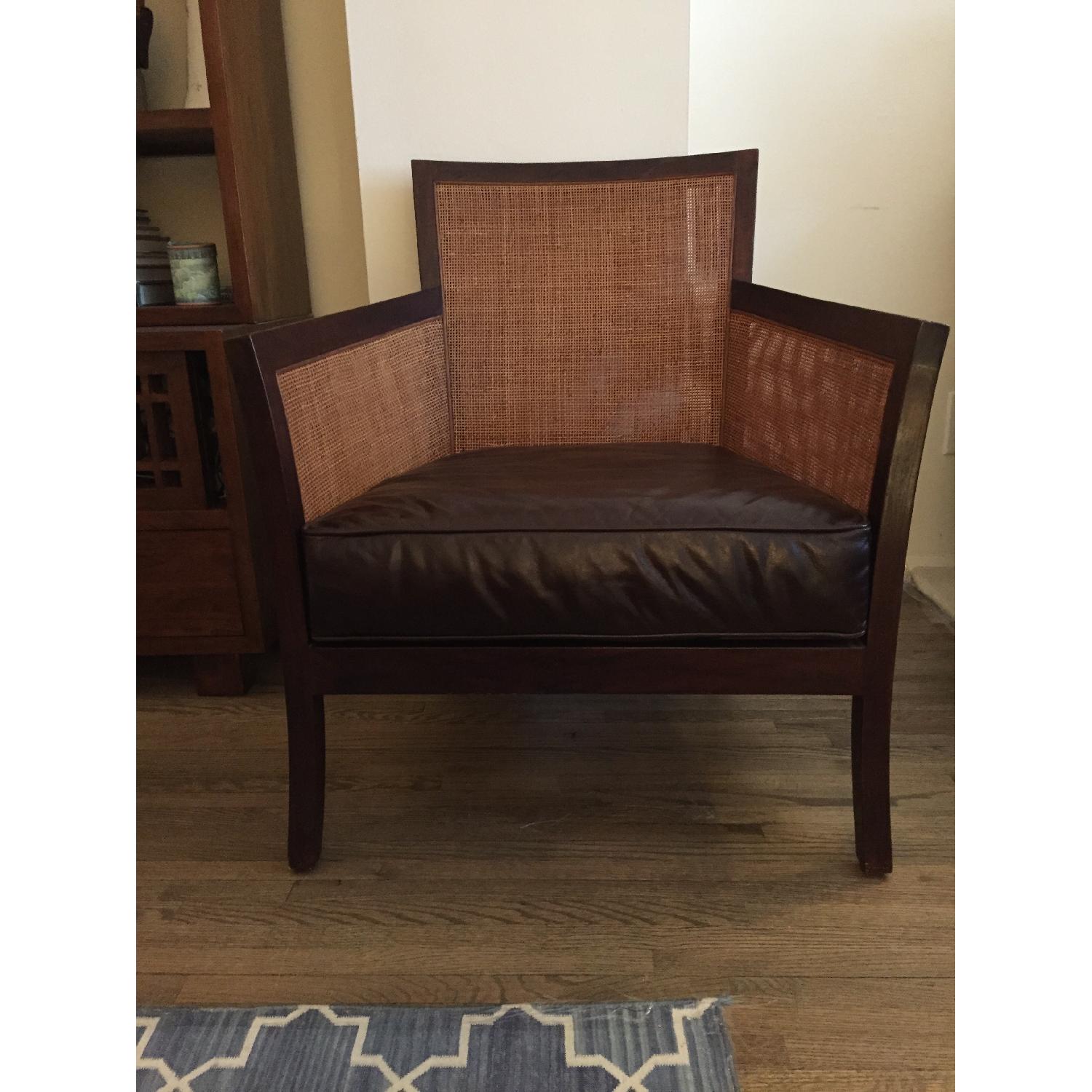 Crate & Barrel Blake Teak/Leather Chair - image-7