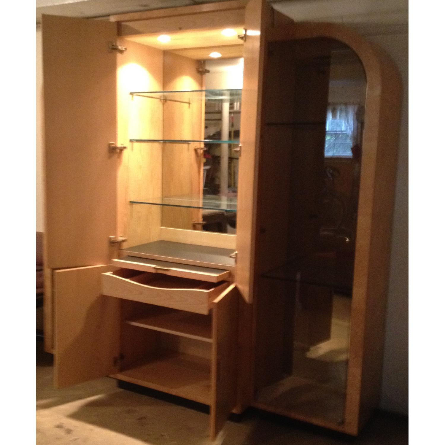 Henredon Mid-Century Modern Burlwood Dry Bar/Display Cabinet - image-8