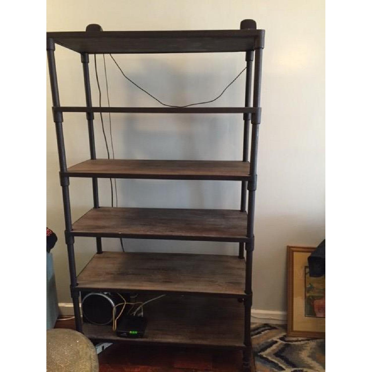 Renate Rustic Wood & Metal Tall Bookcase - image-1