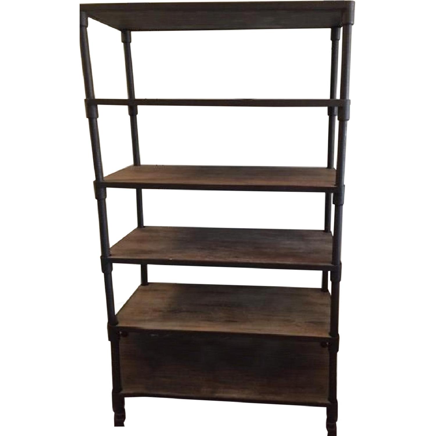 Renate Rustic Wood & Metal Tall Bookcase - image-0