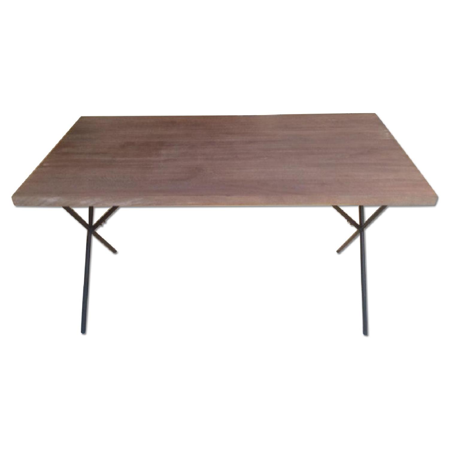 West Elm Mango Wood Table w/ Truss Iron Legs AptDeco
