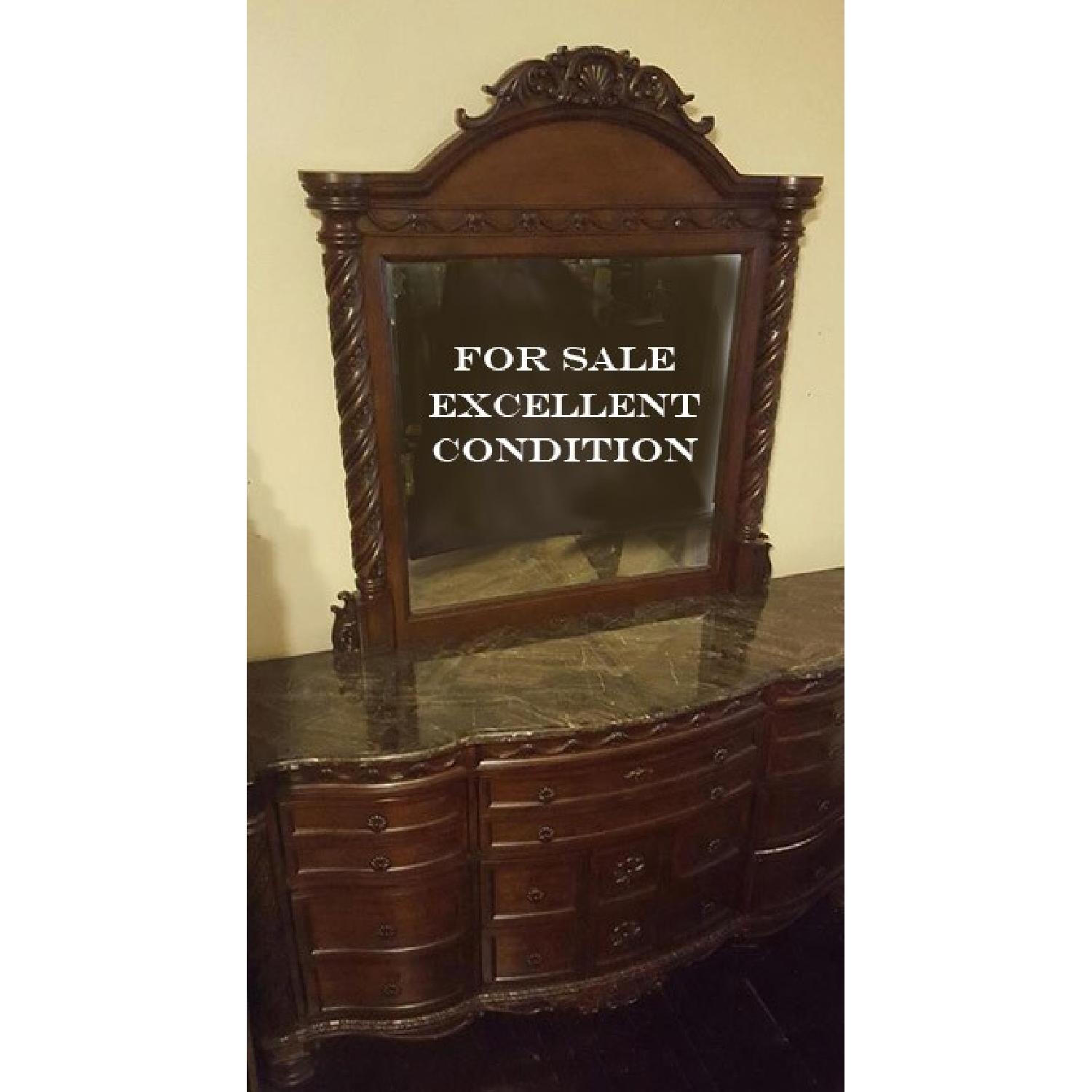 Ashley's Marble Stone & Wood King Size Bedroom Set - image-4