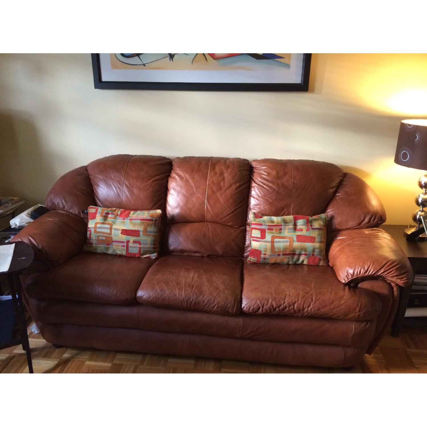 Door Store Cognac Leather Sofa - image-1