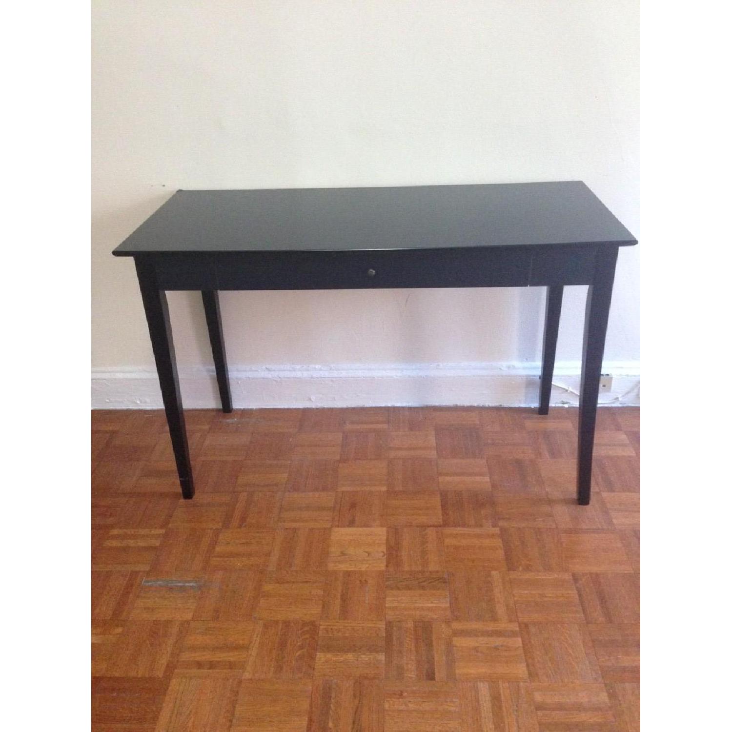 Black Writing Desk with Storage Drawer - image-1