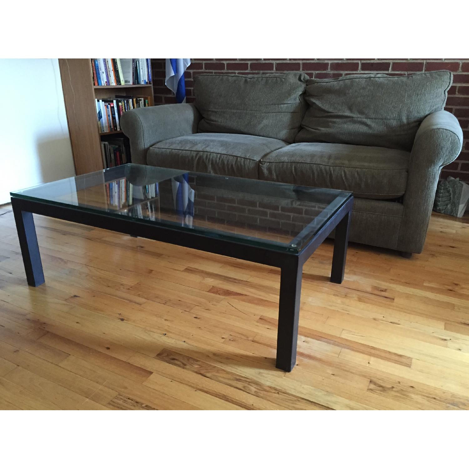 Crate & Barrel Glass Top Coffee Table - image-2