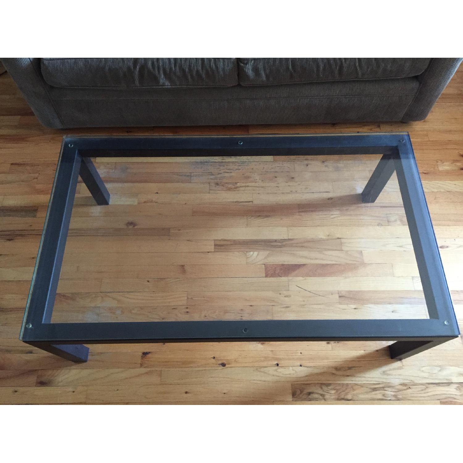 Crate & Barrel Glass Top Coffee Table - image-3