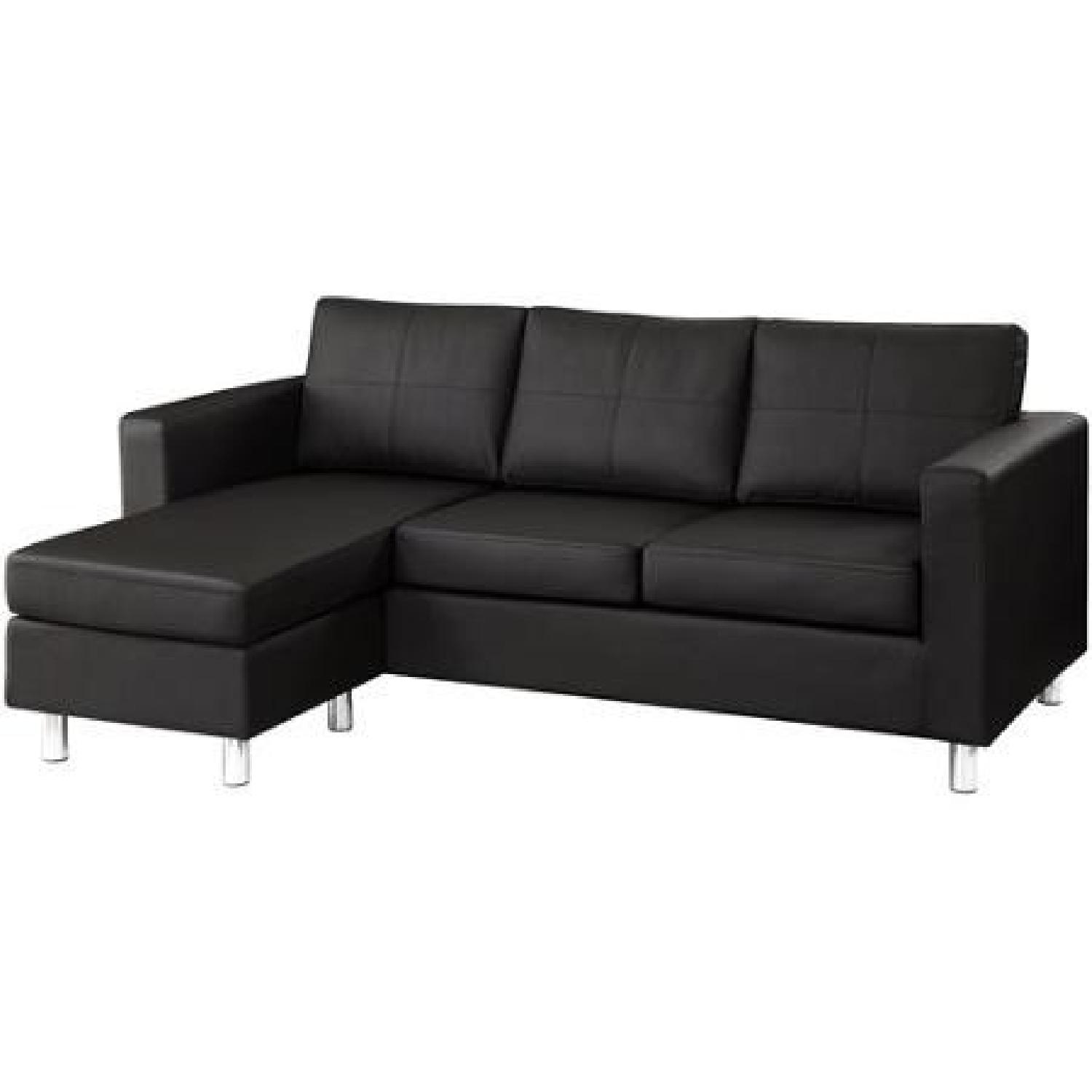Walmart Small Spaces Collection Black Faux Leather Couch W