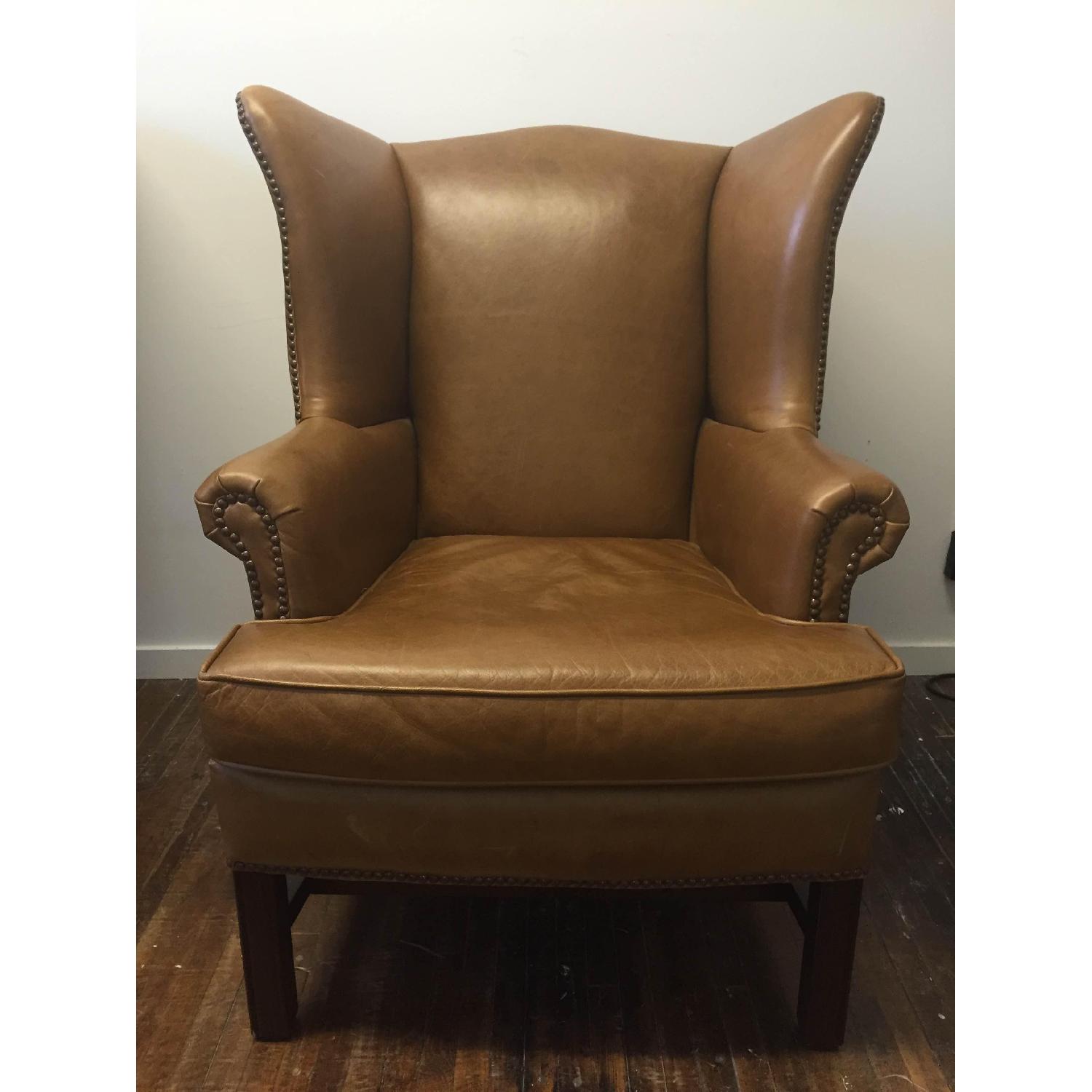 Pottery Barn Thatcher Leather Wingback Chair - image-1