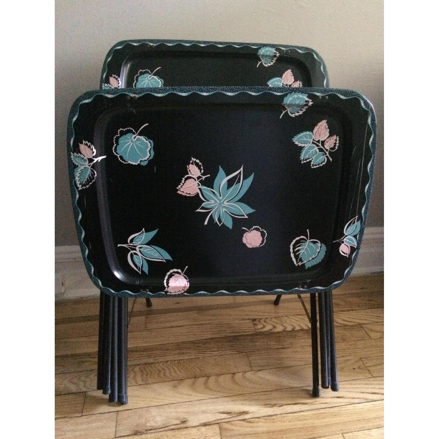 CalDak MidCentury Foldable/Stackable Metal TV Trays Set of 4 AptDeco