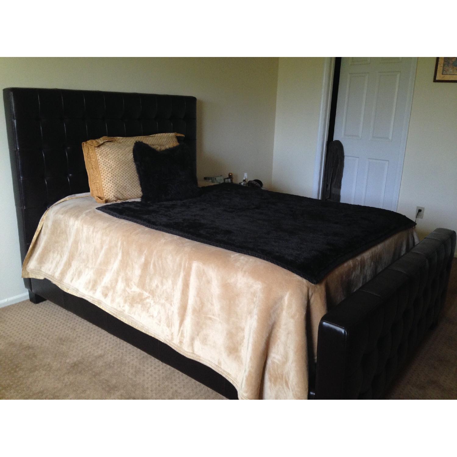 Z Gallerie West Street Expresso Leather Bedframe - image-1