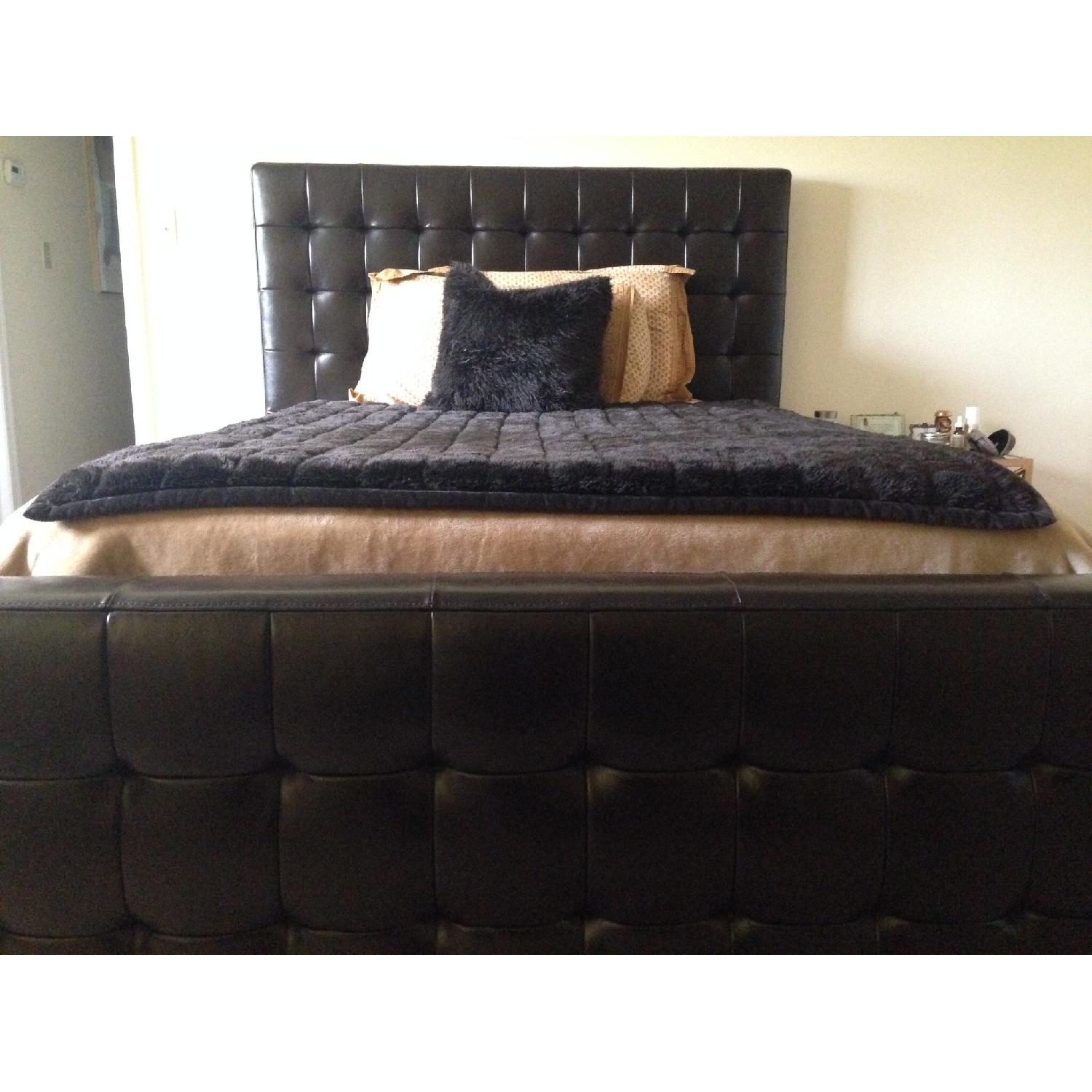 Z Gallerie West Street Expresso Leather Bedframe - image-4