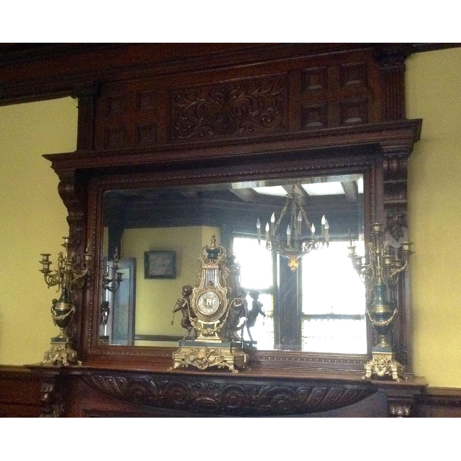 Italian Brevettato Marble Brass Candelabras and Imperial Clock Set - image-4