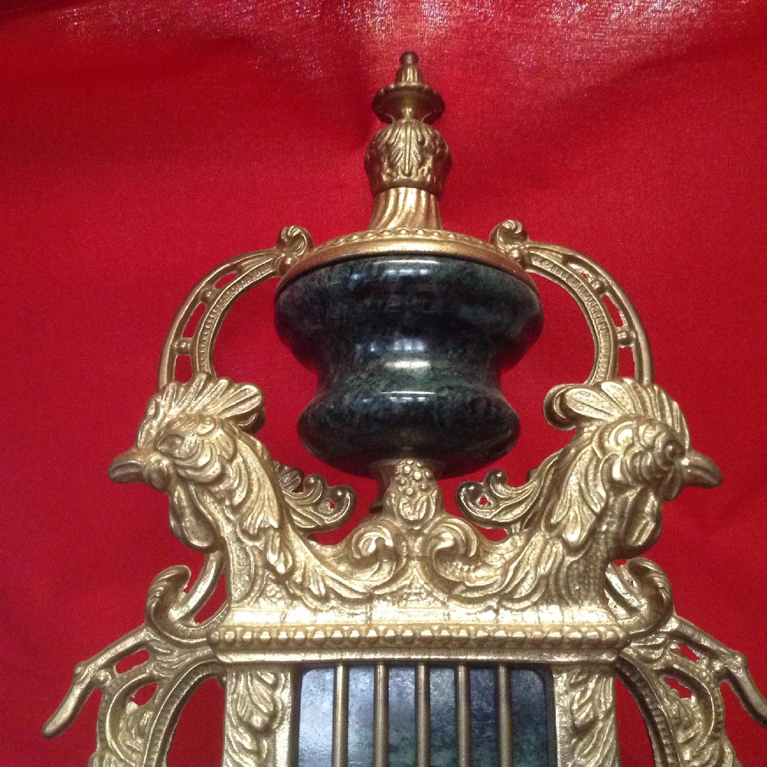 Italian Brevettato Marble Brass Candelabras and Imperial Clock Set - image-8