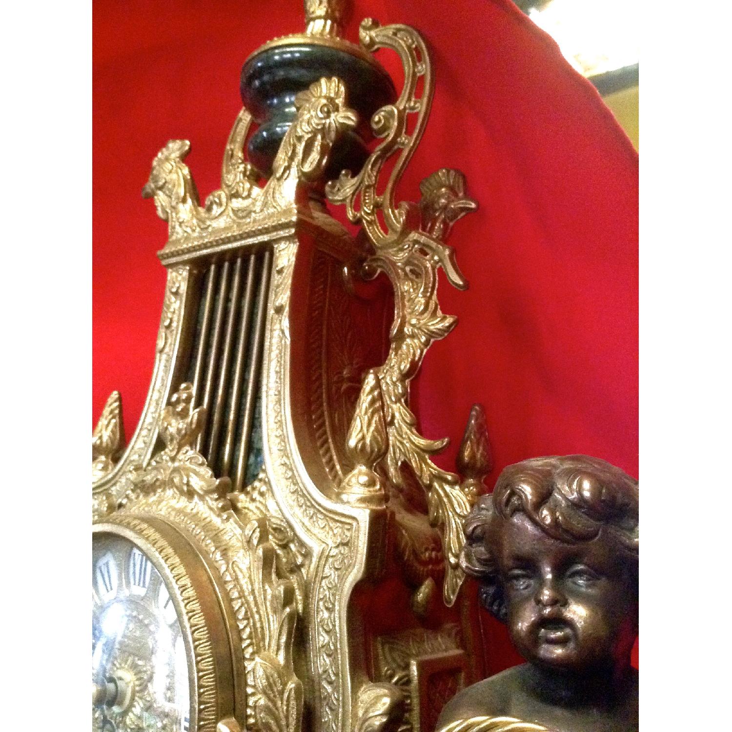 Italian Brevettato Marble Brass Candelabras and Imperial Clock Set - image-14