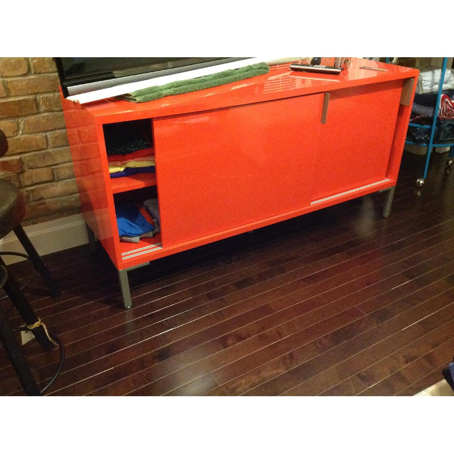 CB2 Burnt-Orange/Red Gloss Credenza - image-1