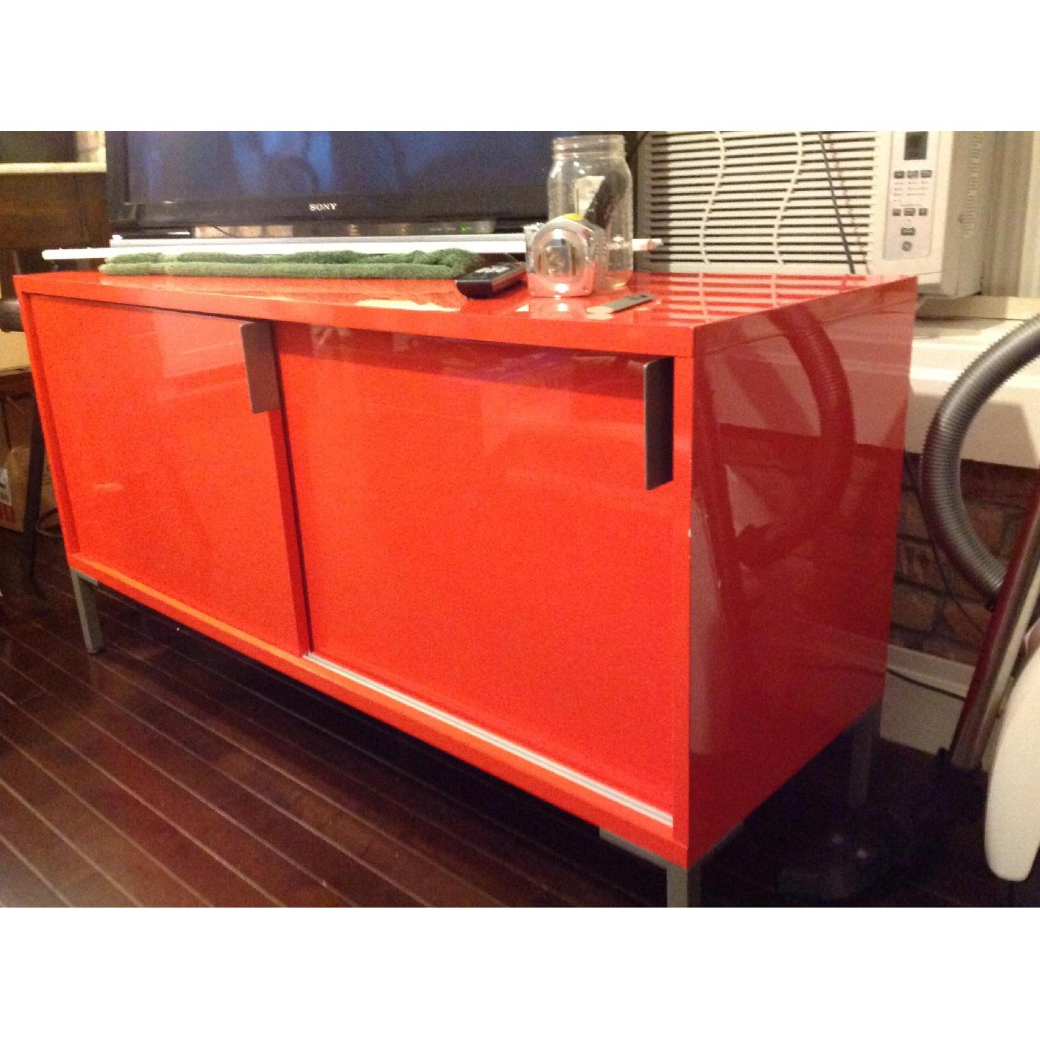 CB2 Burnt-Orange/Red Gloss Credenza - image-2