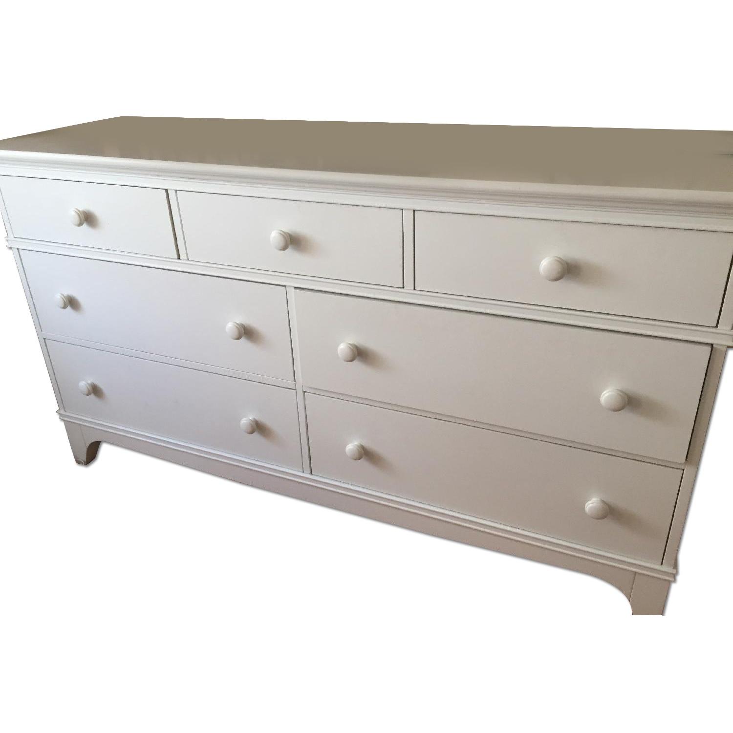 Crate & Barrel White Lacquered Wood 7Drawer Dresser AptDeco